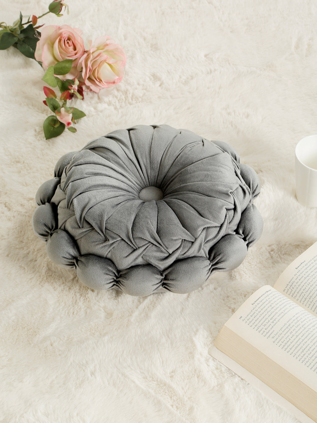 SOFT VELVET SELF DESIGNED REVERSIBLE DECORATIVE CUSHIONS ( 14 X 14 INCH )