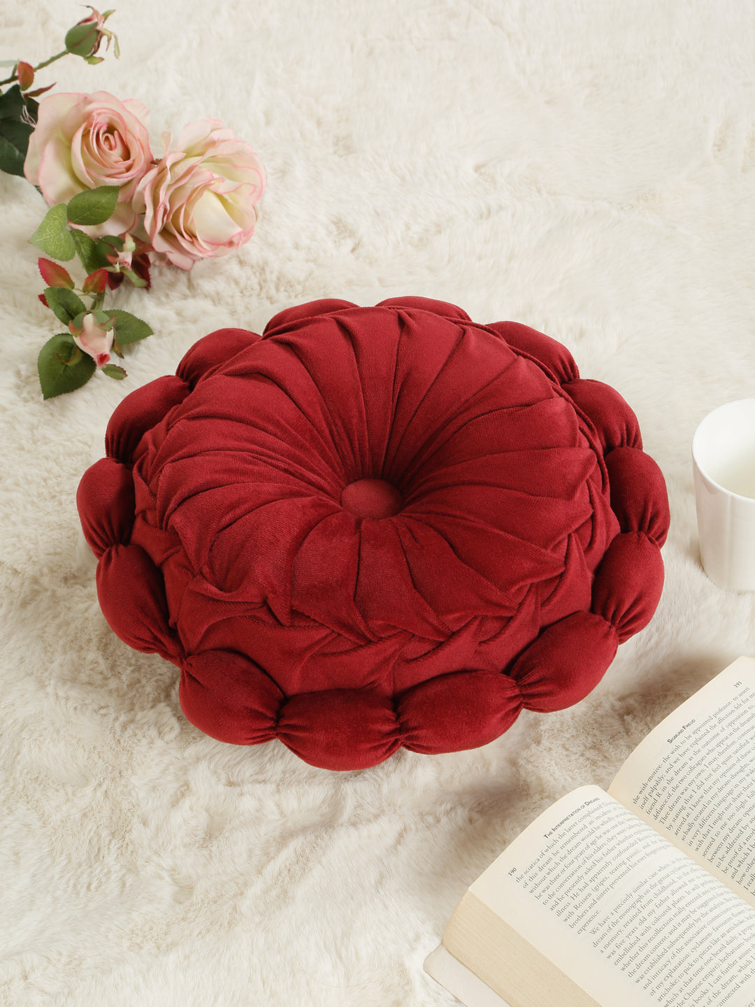 SOFT VELVET SELF DESIGNED REVERSIBLE DECORATIVE CUSHIONS ( 14 X 14 INCH )