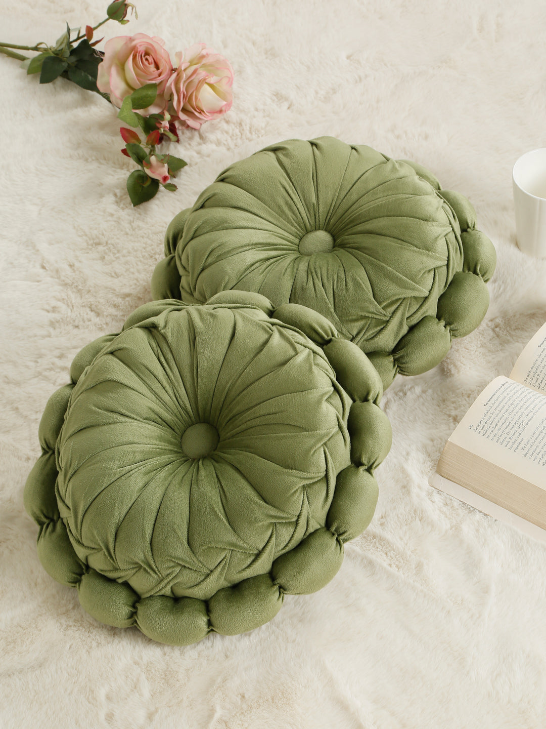 SOFT VELVET SELF DESIGNED REVERSIBLE DECORATIVE CUSHIONS ( 14 X 14 INCH )