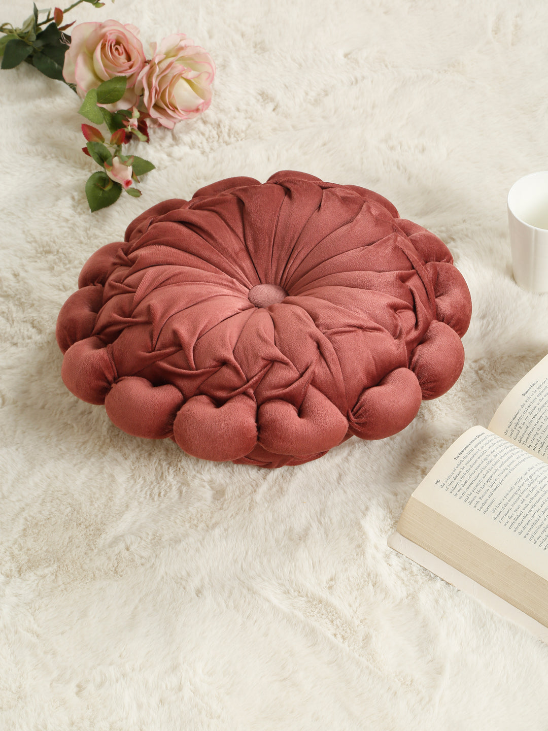 SOFT VELVET SELF DESIGNED REVERSIBLE DECORATIVE CUSHIONS ( 14 X 14 INCH )
