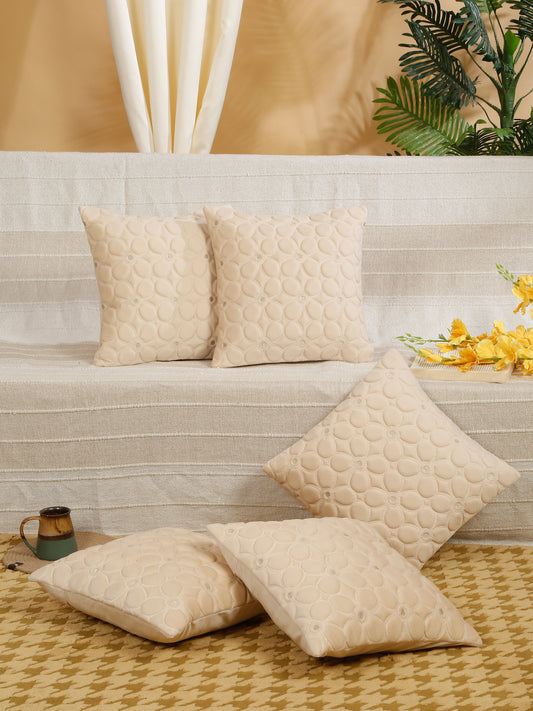 Soft Velvet Self pattern Floral Cushion Covers ( 16 x 16 inch )