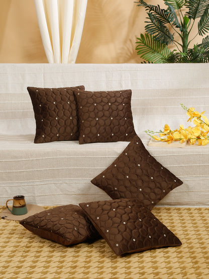 Soft Velvet Self pattern Floral Cushion Covers ( 16 x 16 inch )