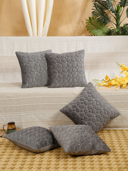 Soft Velvet Self pattern Floral Cushion Covers ( 16 x 16 inch )