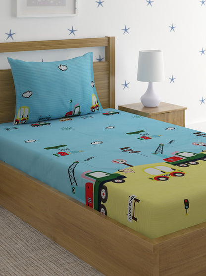 Soft Polycotton Kids Bedsheet Set – Playful & Comfortable