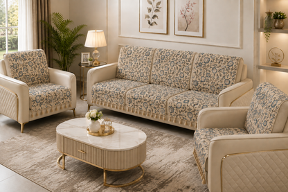 Pure Cotton Hand Block Printed Sofa Cover with Tassels | Premium Cotton Sofa Cover