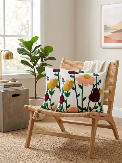 PURE COTTON HAND TUFTED TRADITIONAL CUSHION COVERS ( 16 X 16 INCH )