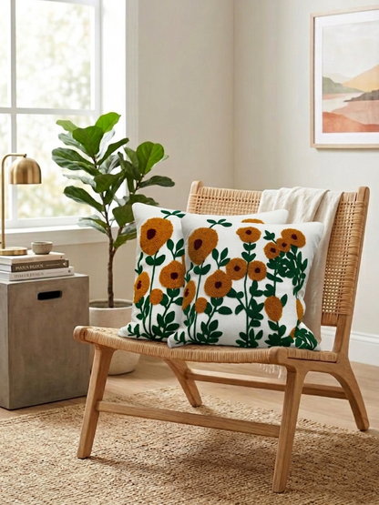 PURE COTTON HAND TUFTED TRADITIONAL CUSHION COVERS ( 16 X 16 INCH )