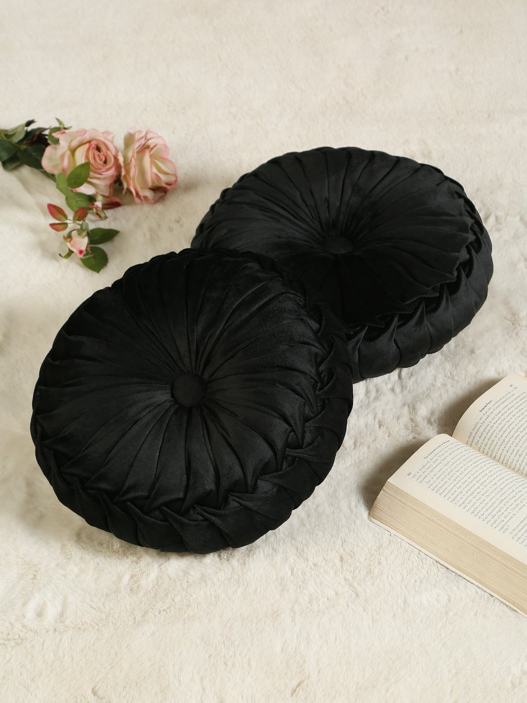 SOFT VELVET SELF DESIGNED REVERSIBLE DECORATIVE CUSHIONS ( 14 X 14 INCH )
