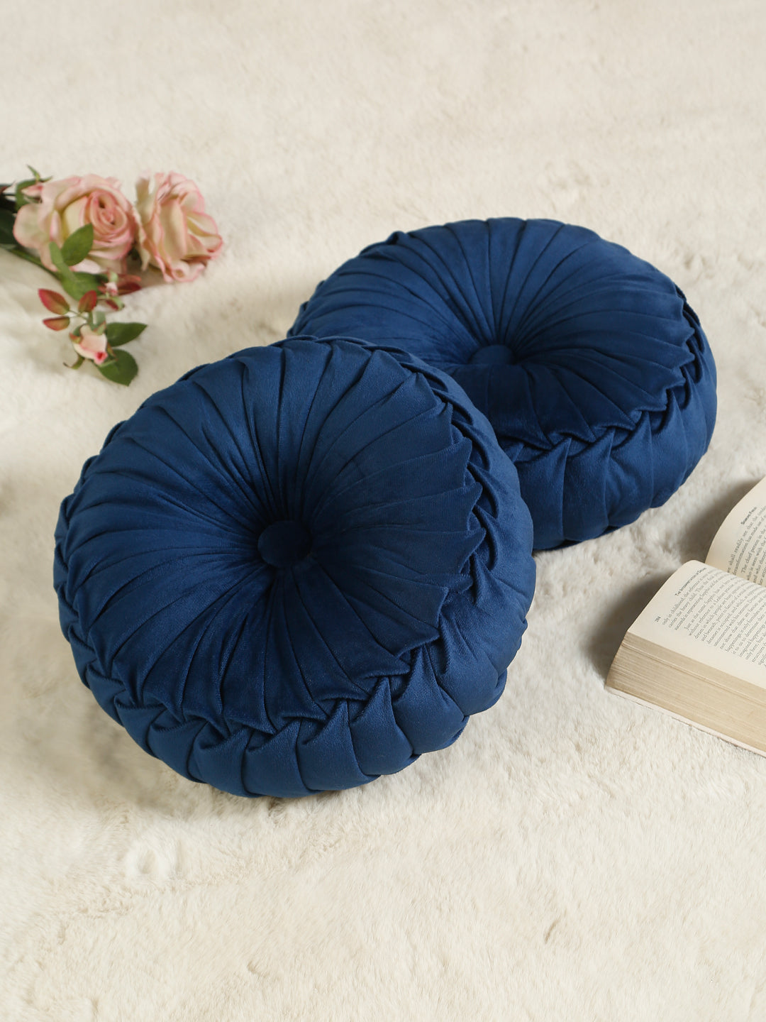 SOFT VELVET SELF DESIGNED REVERSIBLE DECORATIVE CUSHIONS ( 14 X 14 INCH )