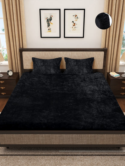 Black Luxury Ultra Soft Warm Flannel 300 TC Bed Sheet