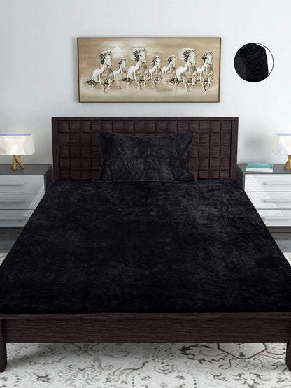 Black Luxury Ultra Soft Warm Flannel 300 TC Bed Sheet
