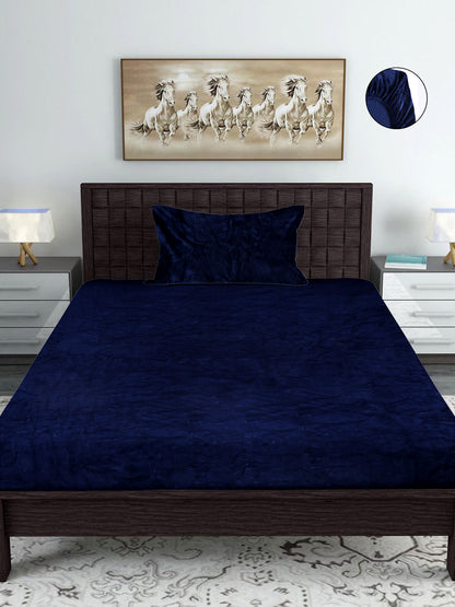 Blue Luxury Ultra Soft Warm Flannel 300 TC Bed Sheet