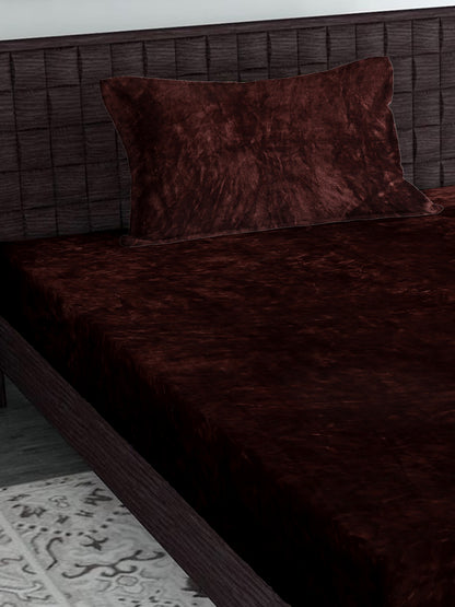Brown Luxury Ultra Soft Warm Flannel 300 TC Bed Sheet