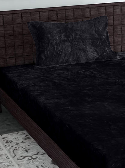 Black Luxury Ultra Soft Warm Flannel 300 TC Bed Sheet