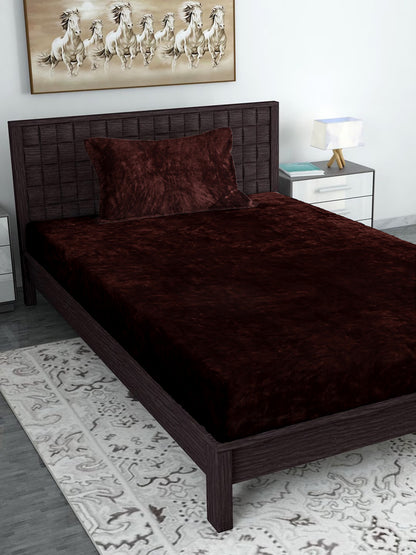 Brown Luxury Ultra Soft Warm Flannel 300 TC Bed Sheet