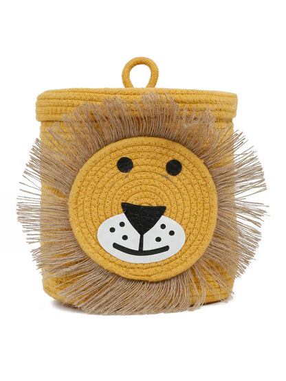 Yellow lion face laundry hamper with mane