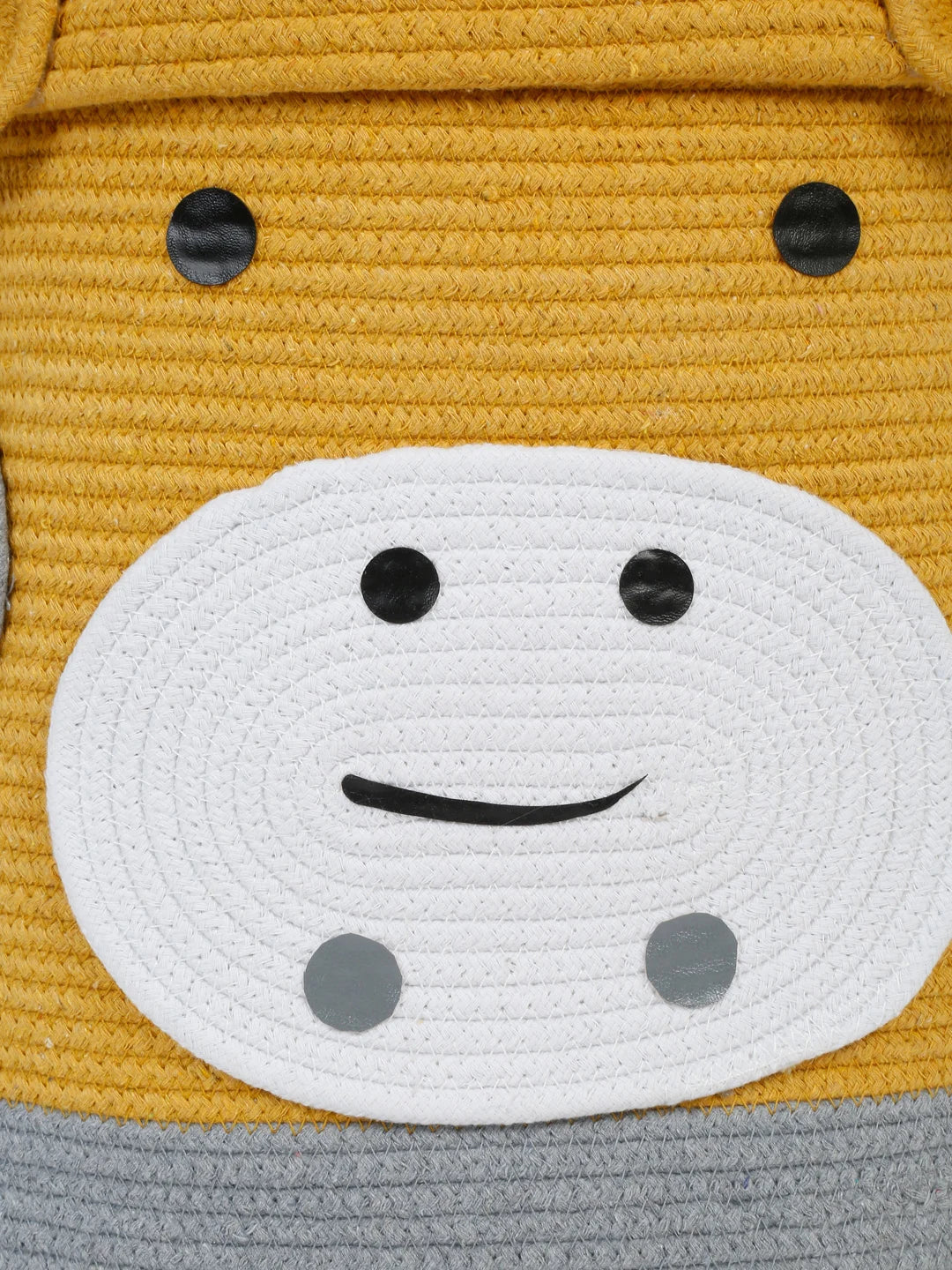 Decorative yellow cow laundry bin with cover