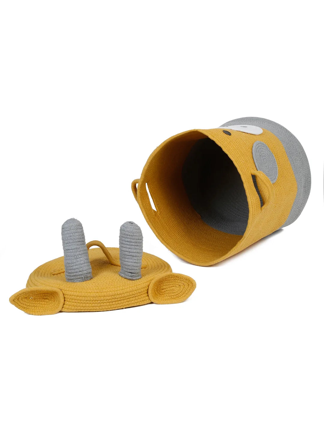 Toy storage basket with cow face design