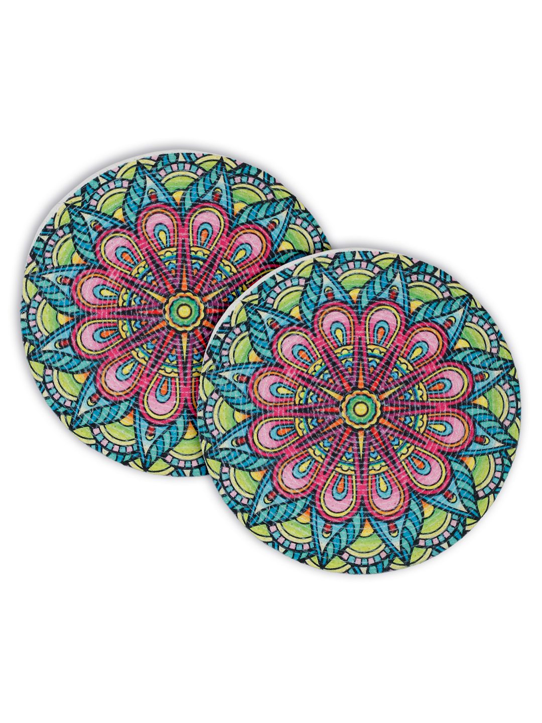 Pink & Green Printed Pure Cotton Table Placemats - Pack of 2 image