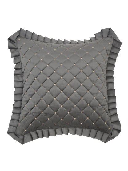 SOFT QUILTED VELVET FRILLED CUSHION COVERS image 1