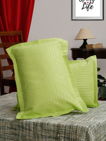 HOSTA HOMES Set of 2 Striped Cotton Pillow Covers with Zip Closure - Green image