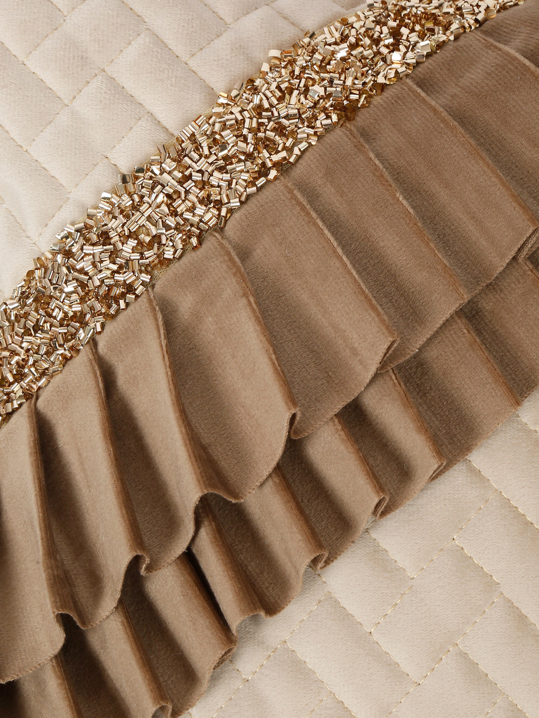 Quilted Velvet Frill Cushion Covers with Zipper image 2