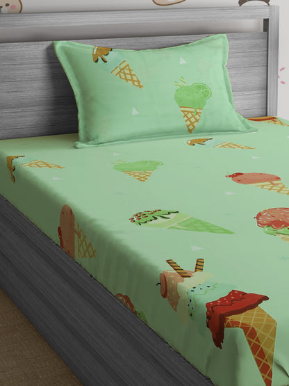 Hosta Homes Ice Cream Cone Multicolored Bed Sheet With Pillow Cover image 2