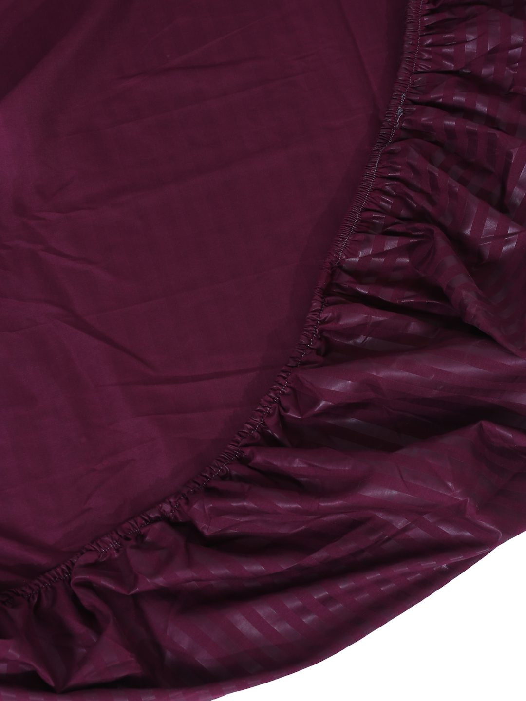 HOSTA HOMES Purple Striped 300 TC Fitted Single Bedsheet with 1 Pillow Covers image 2