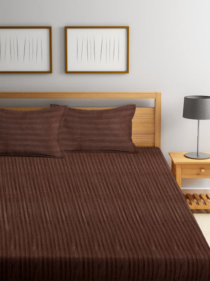 Satin Cotton Striped Premium Bedsheet with  Pillow Covers