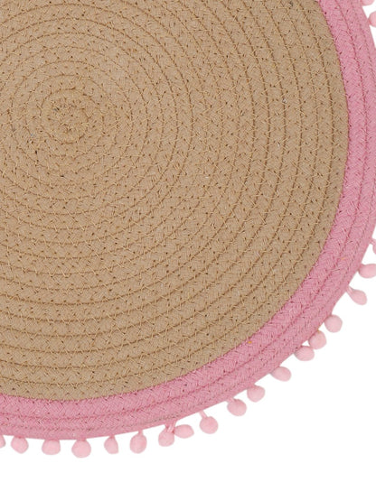 Beige & Pink Self Design Pure Cotton Table Placemat image 4