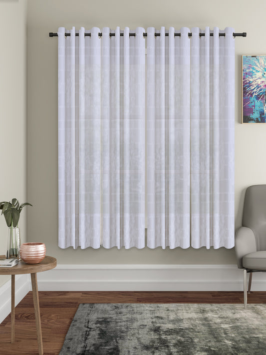 White Floral Window Curtains Set of 4 (Window Size) image 0