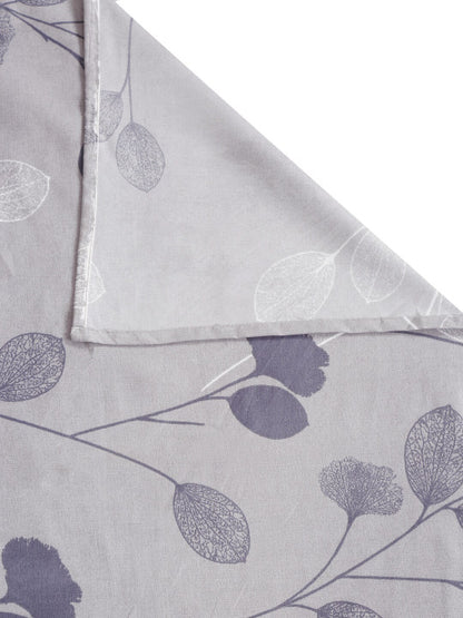 Grey Floral Pure Cotton 300 TC King Fine Bedsheet with 2 Pillow Covers-100 x 108 inches