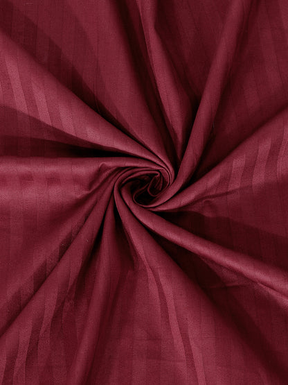 HOSTA HOMES Maroon Striped 300 TC Cotton Bedsheet with Pillow Cover image 3