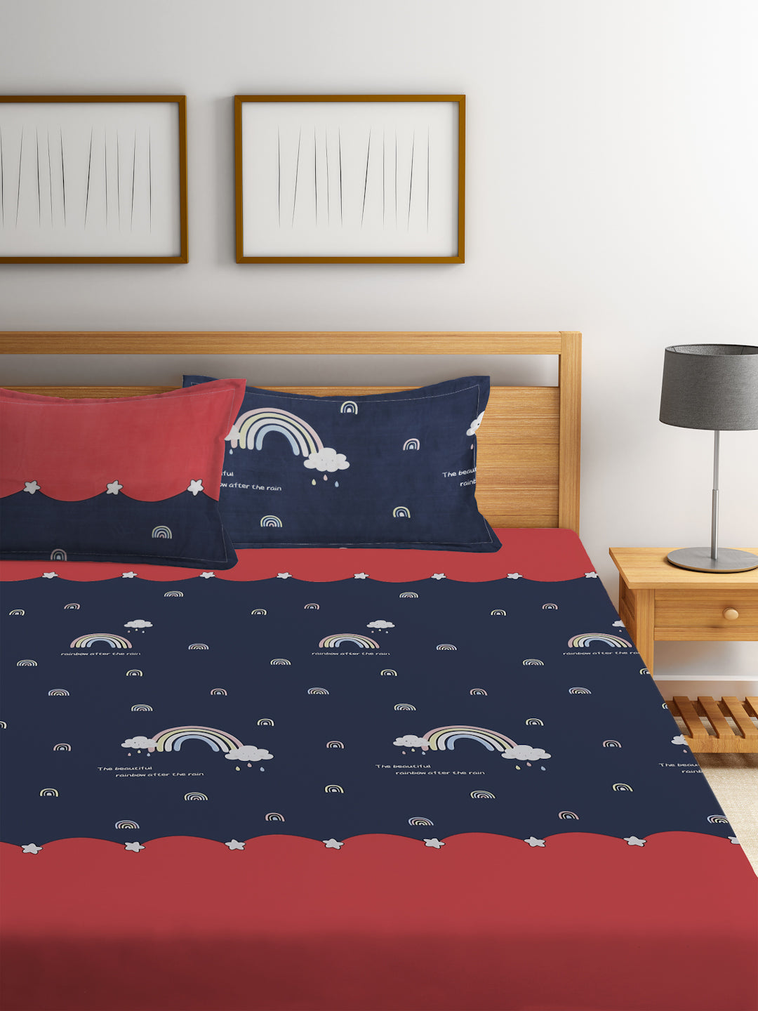 Hosta Homes Rainbow Star Multicolored Kids Bedsheet With Pillow Covers image 1