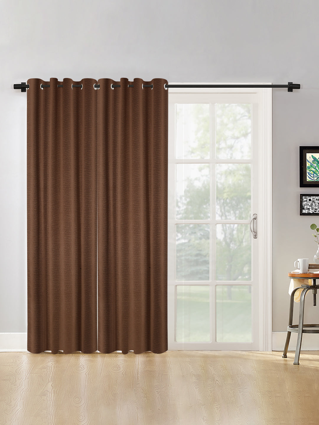 SELF TEXTURED BLACKOUT DOOR CURTAIN PACK OF 2 BY HOSTA HOMES image 0