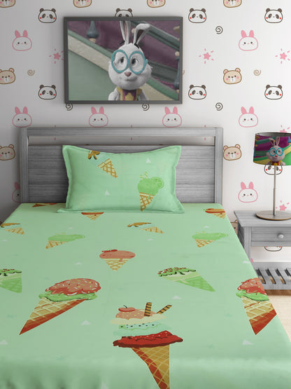 Hosta Homes Ice Cream Cone Multicolored Bed Sheet With Pillow Cover image 1