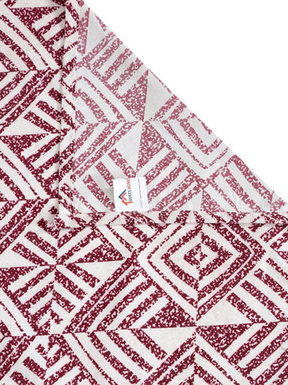 White Geometric Polycotton 300 TC King Fine Bedsheet with 2 Pillow Covers-254 x 274 cm