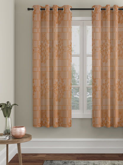 Checkered Floral Design Window Curtain Pack of 1 image 0