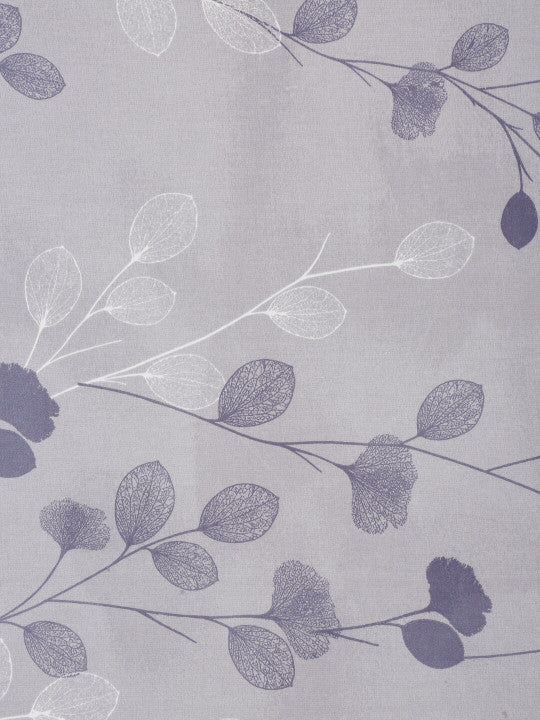 Grey Leaf Polycotton 210 TC Single Fine Bedsheet with a Pillow Cover-60 x 90 inches