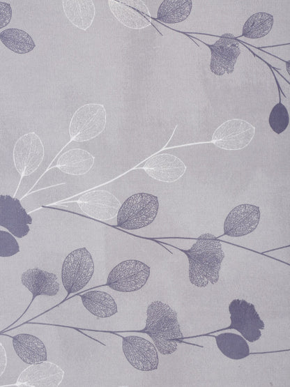 Grey Leaf Polycotton 210 TC Single Fine Bedsheet with a Pillow Cover-60 x 90 inches