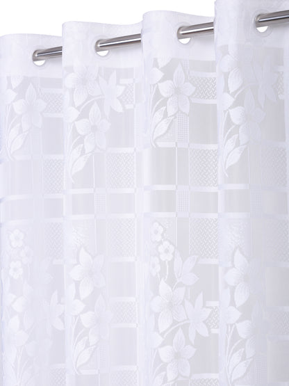 Checkered Floral Design Door Curtain Pack of 4 image 1