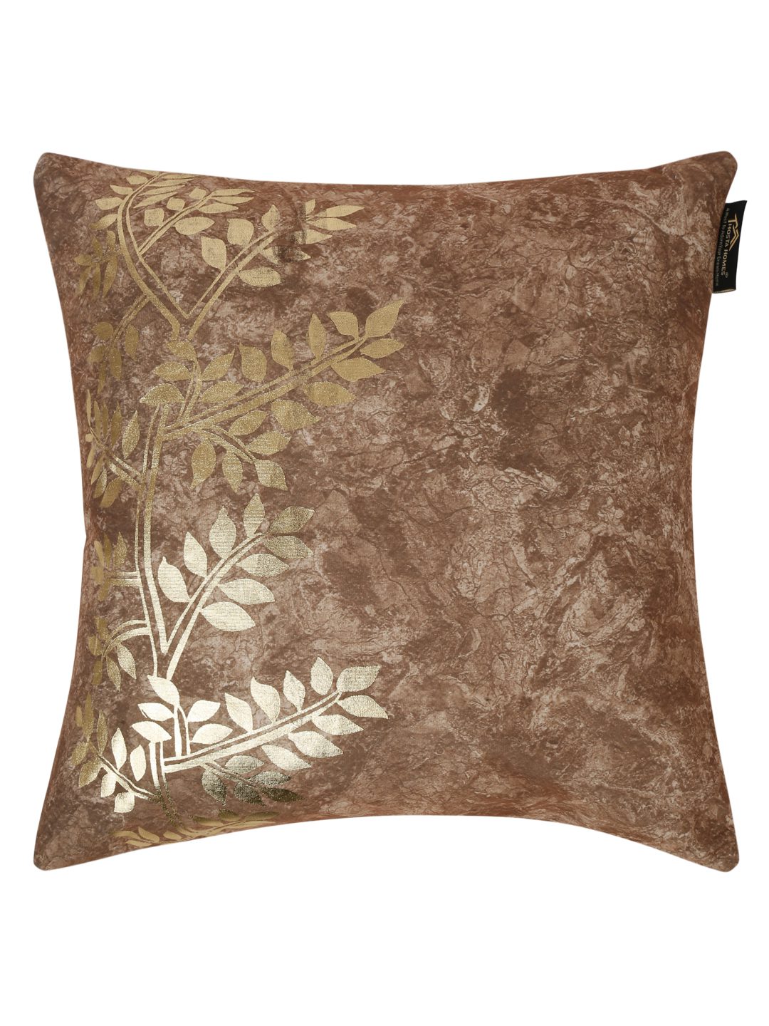 16X16 Soft Velvet , Foil Printed Brown & Gold ,Zipper image 3