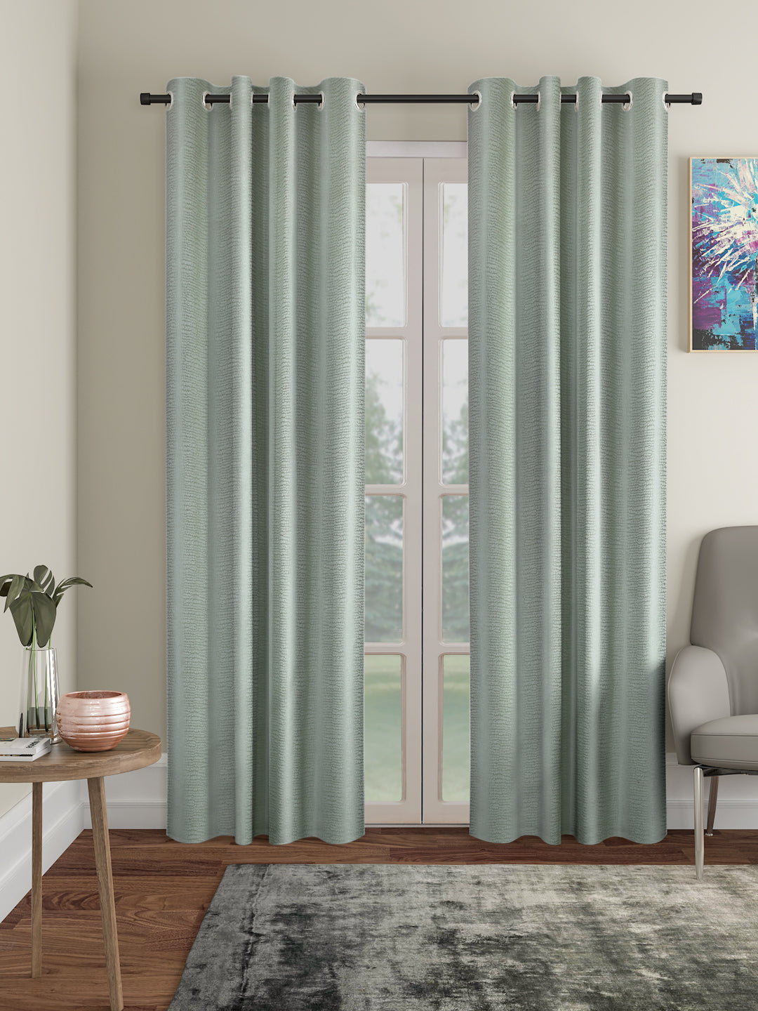 SELF TEXTURED BLACKOUT LONG DOOR CURTAIN PACK OF 2 BY HOSTA HOMES image 0