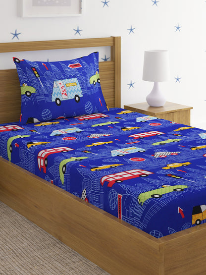 Hosta Homes Cute Cartoon Traffic Light Printed Bed Sheet With Pillow Cover image 0