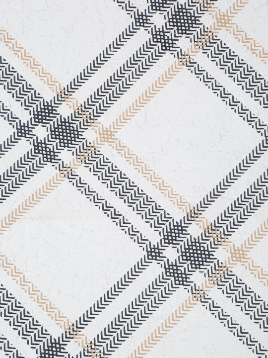 White Checked Cotton 280 TC King Fine Bedsheet with 2 Pillow Covers-100 x 107 inches