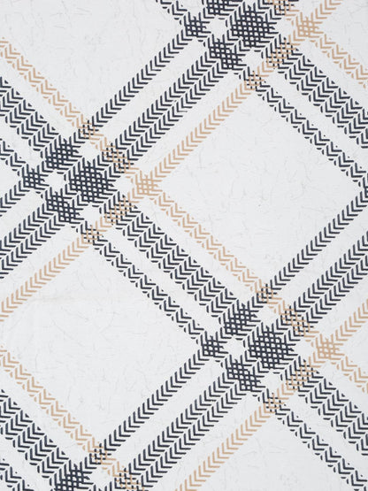 White Checked Cotton 280 TC King Fine Bedsheet with 2 Pillow Covers-100 x 107 inches