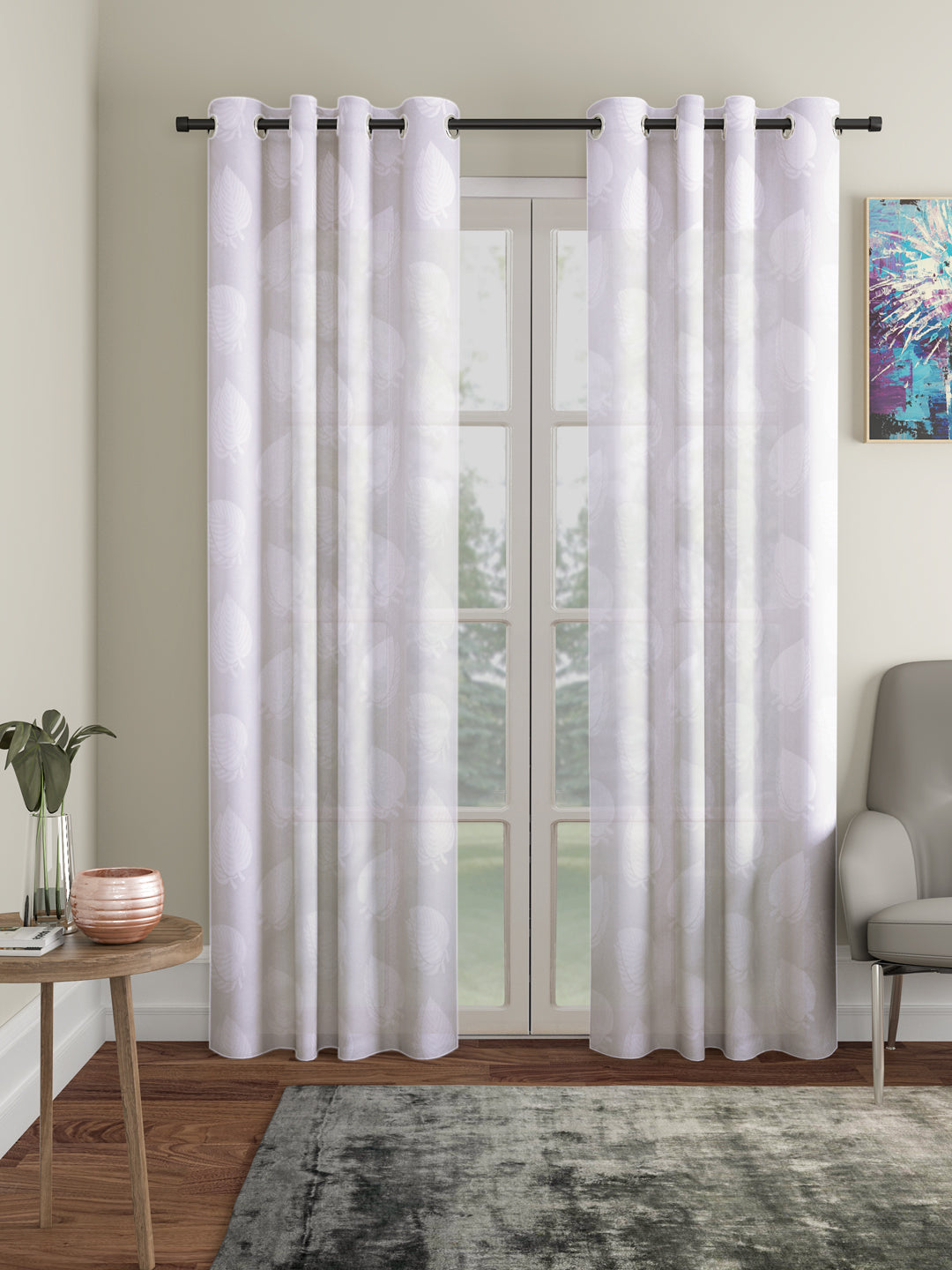 Floral Design Door Curtain Pack of 2 image 0