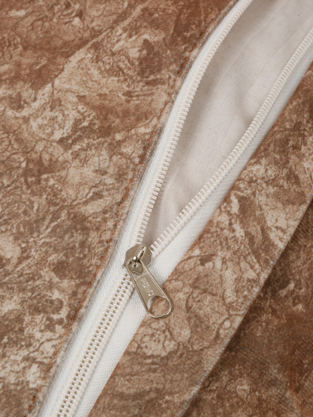 16X16 Soft Velvet , Foil Printed Brown & Gold ,Zipper image 2