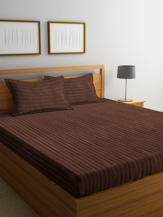 Satin Cotton Striped Premium Bedsheet with  Pillow Covers