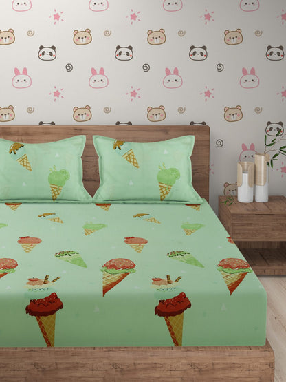 Hosta Homes Ice Cream Cone Multicolored Bed Sheet With Pillow Covers image 1